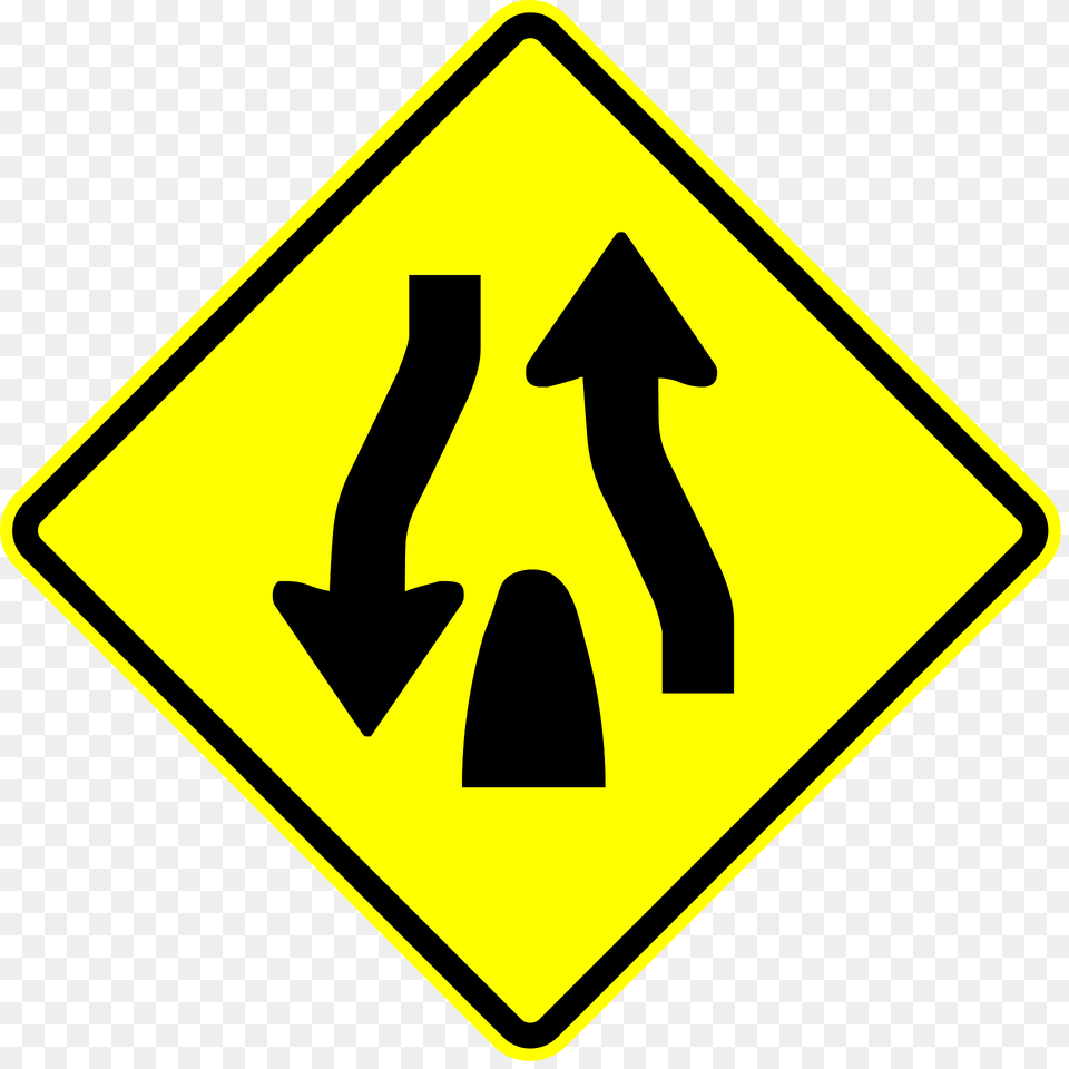 Divided Highway Ends Sign In Panama Clipart, Symbol, Road Sign Png