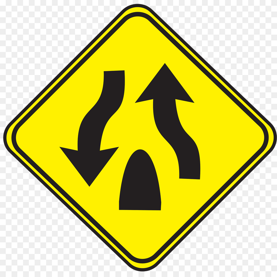 Divided Highway Ends Sign In Uruguay Clipart, Symbol, Road Sign Free Png Download