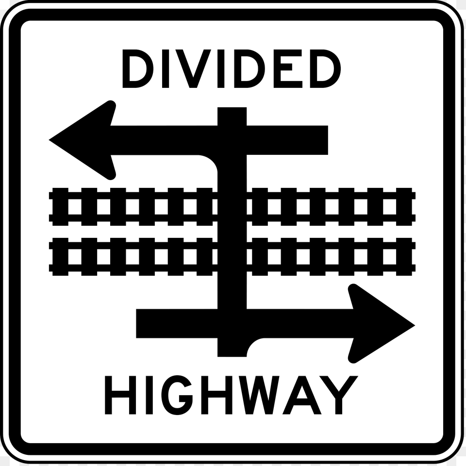 Divided Highway Transit Rail Crossing Clipart, Sign, Symbol, Electronics, Hardware Png