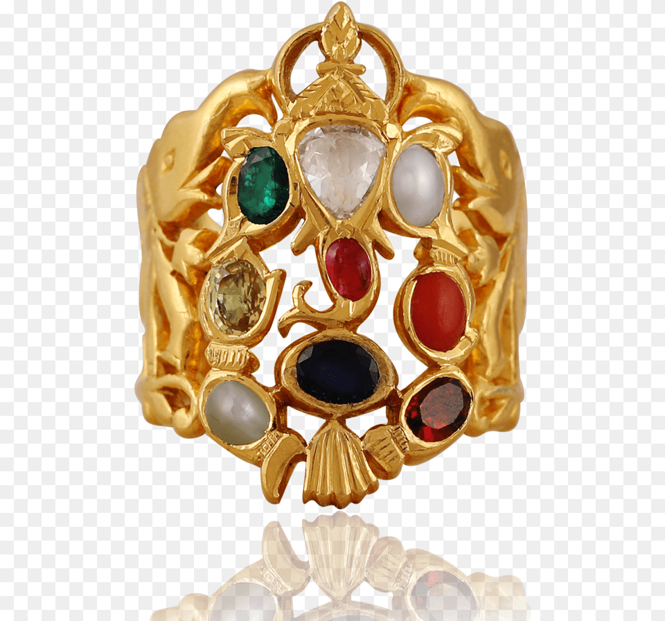 Divine Ganesha Navarathna Ring Navarathna Gold Ring, Accessories, Jewelry, Treasure, Gemstone Png Image