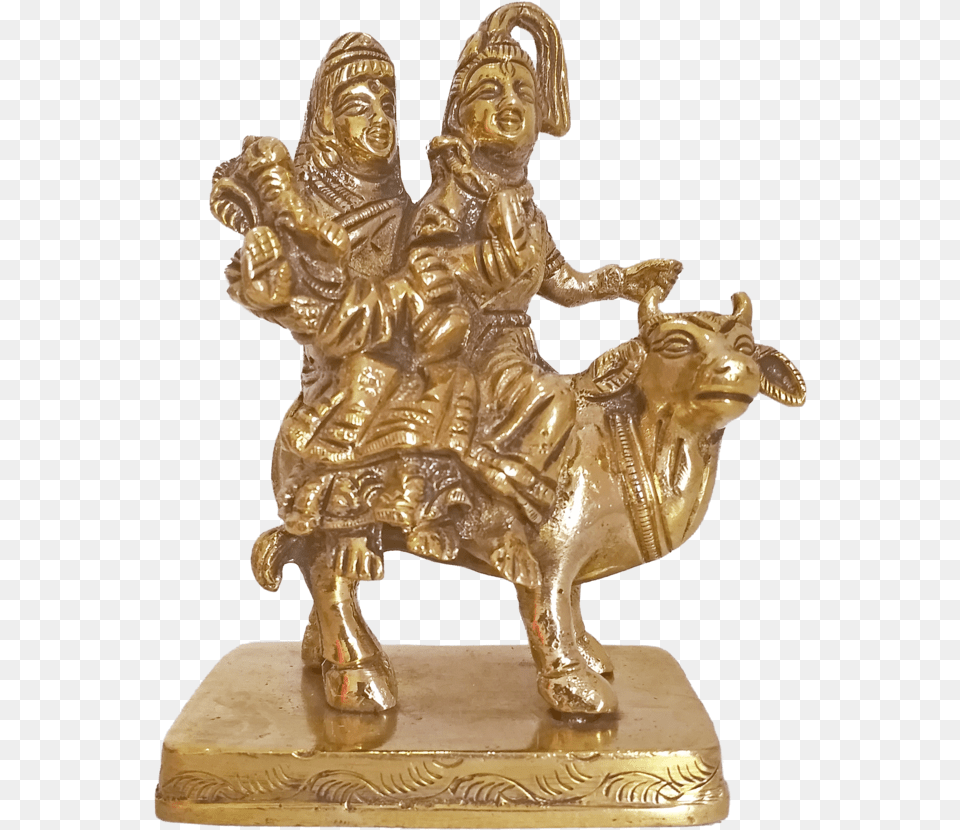 Divine Lord Shiva Parvathi And Ganesha Sitting On Cow Statue, Bronze, Figurine, Archaeology, Person Free Transparent Png
