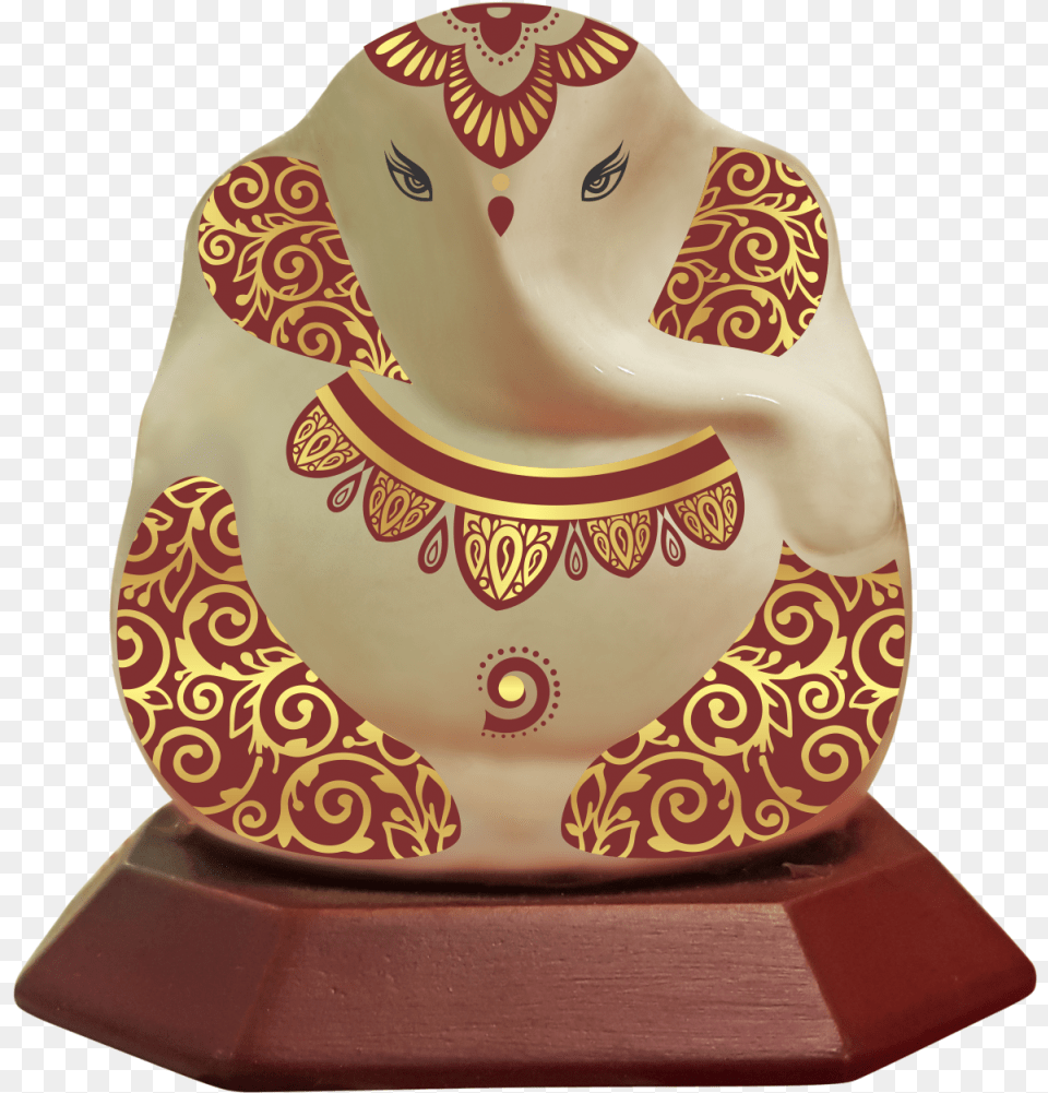 Diviniti Handcrafted Ceramic Off White And Red Ganesha Ceramic, Figurine, Pottery, Art, Porcelain Free Transparent Png