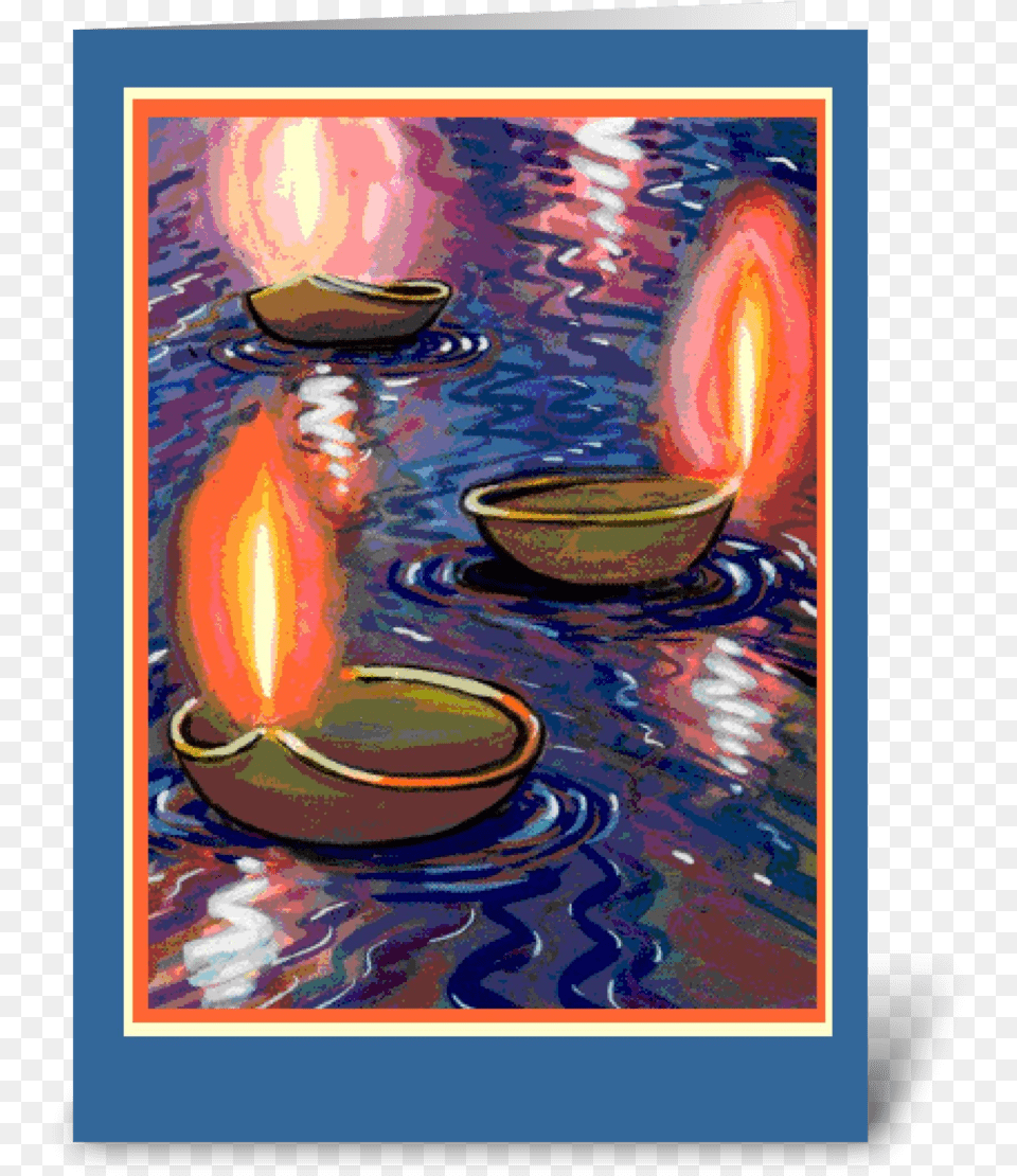 Diwali Floating Candles Diwali Greeting Cards Painting, Art, Modern Art, Water Free Png Download