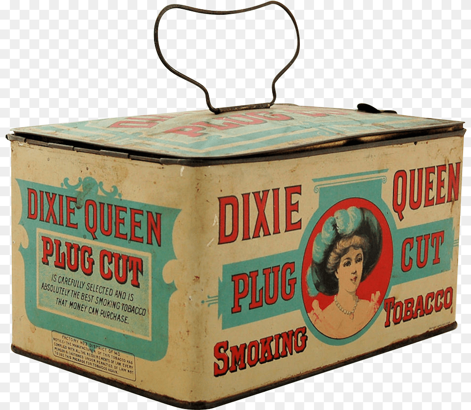 Dixie Queen Tobacco Advertising Tin Lunch Box Pail Box, Adult, Female, Person, Woman Free Png Download