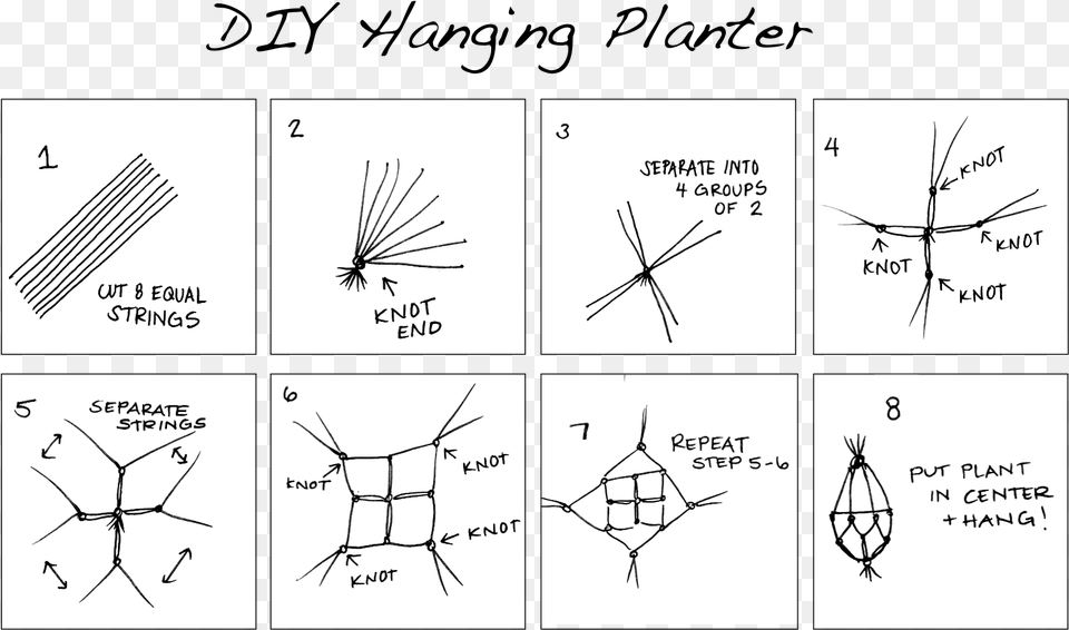 Diy Hanging Planter Knotted String Hanging Planter Free Png