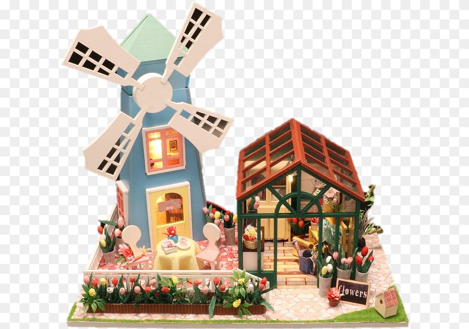 Diy M036 U2019amsterdam Windmill Flower Houseu2018 Wooden Miniature Dollhouse W Leds And Music Cross, Outdoors, People, Person Free Png Download