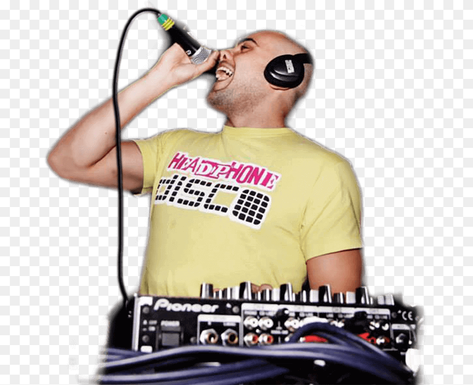 Dj Headphones Dj Micro, T-shirt, Clothing, Person, Man Png Image