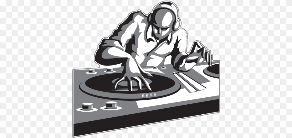 Dj In Action Dj Mixer Logo, Stencil, Person, Electronics, Face Png