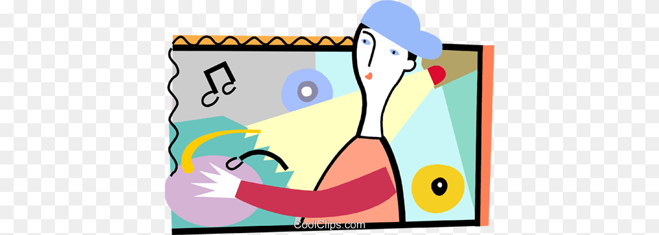 Dj Spinning His Music Royalty Vector Clip Art Illustration, Modern Art, Clothing, Hat Png Image