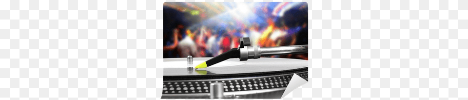 Dj Turntable With Vinyl Record In The Dance Club Wall Turntable In Club, Electrical Device, Microphone, Adult, Female Png