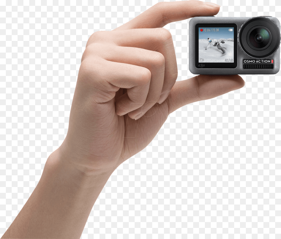 Dji Osmo Action In Hand View, Body Part, Finger, Person, Photography Free Png Download