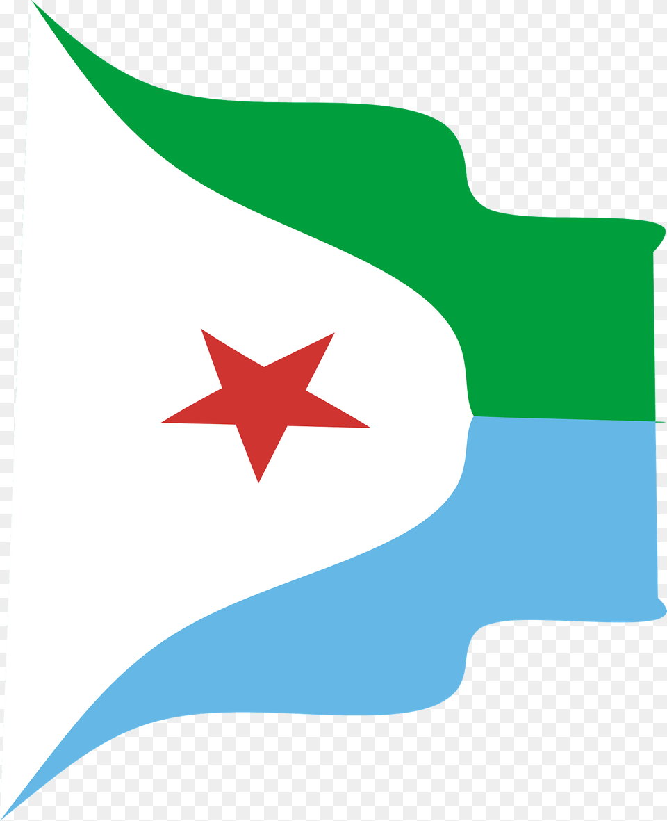 Djibouti Wavy Flag Clipart, Star Symbol, Symbol, Animal, Fish Free Png