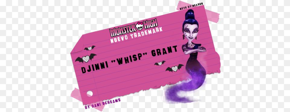 Djinni Whisp Grant So Does Anyone Else Think It39s Monster High Das Groe Schreckensriff Original Hrspiel, Purple, Text, Adult, Female Png