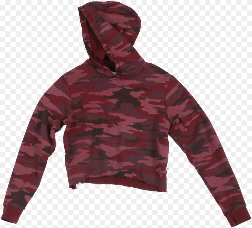 Dk Burgundy Camo Print Fleece Cotton Long Sleeve Hooded Hoodie, Clothing, Hood, Knitwear, Sweater Png