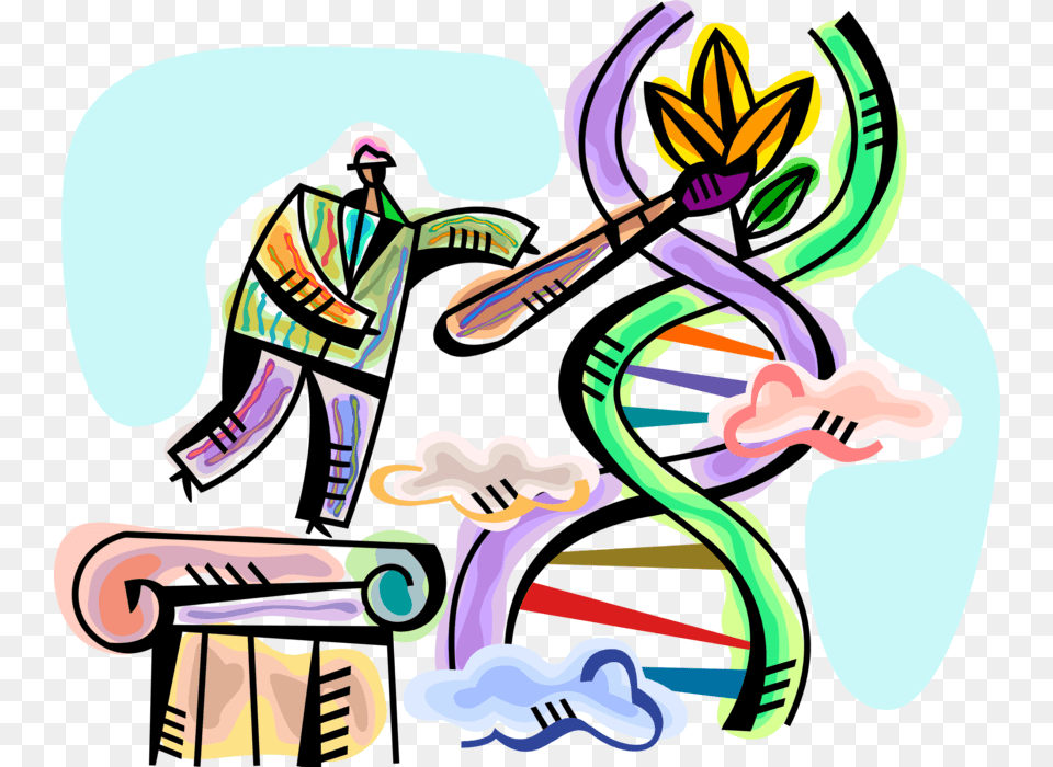 Dna Clipart Biotech Transparent Genetic Engineering Clipart, Art, Person, Graphics, Drawing Png Image