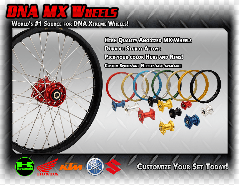 Dna Xtreme Mx Wheels For Honda Yamaha Kawasaki Suzuki Dna Mx Wheels Logo, Machine, Spoke, Wheel, Alloy Wheel Free Transparent Png