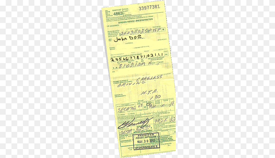 Do You Have A Ticket We Will Fight It Ontario Speeding Ticket Demerit Points, Text, Paper, Document, Receipt Free Transparent Png