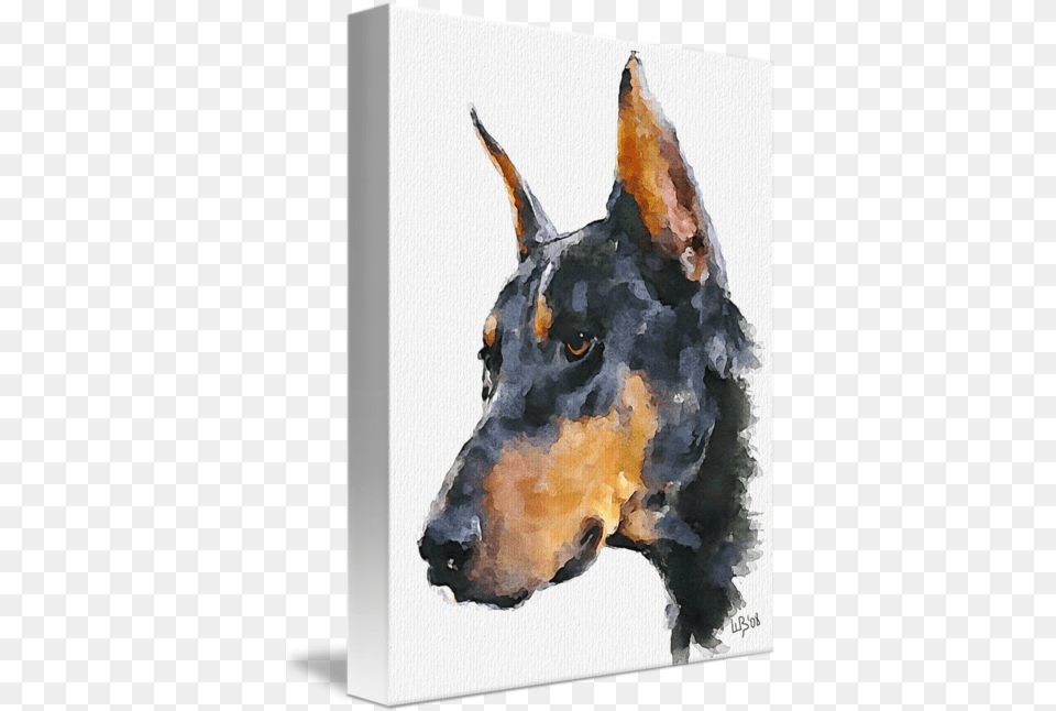 Doberman Pinscher By Vitaly Shchukin Watercolor Doberman Pinscher, Animal, Canine, Dog, Mammal Free Transparent Png
