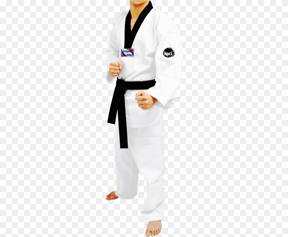 Dobok Taekwondo Training Starter Cuello Negro Taekwondo, Sport, Person, Martial Arts, Karate Png