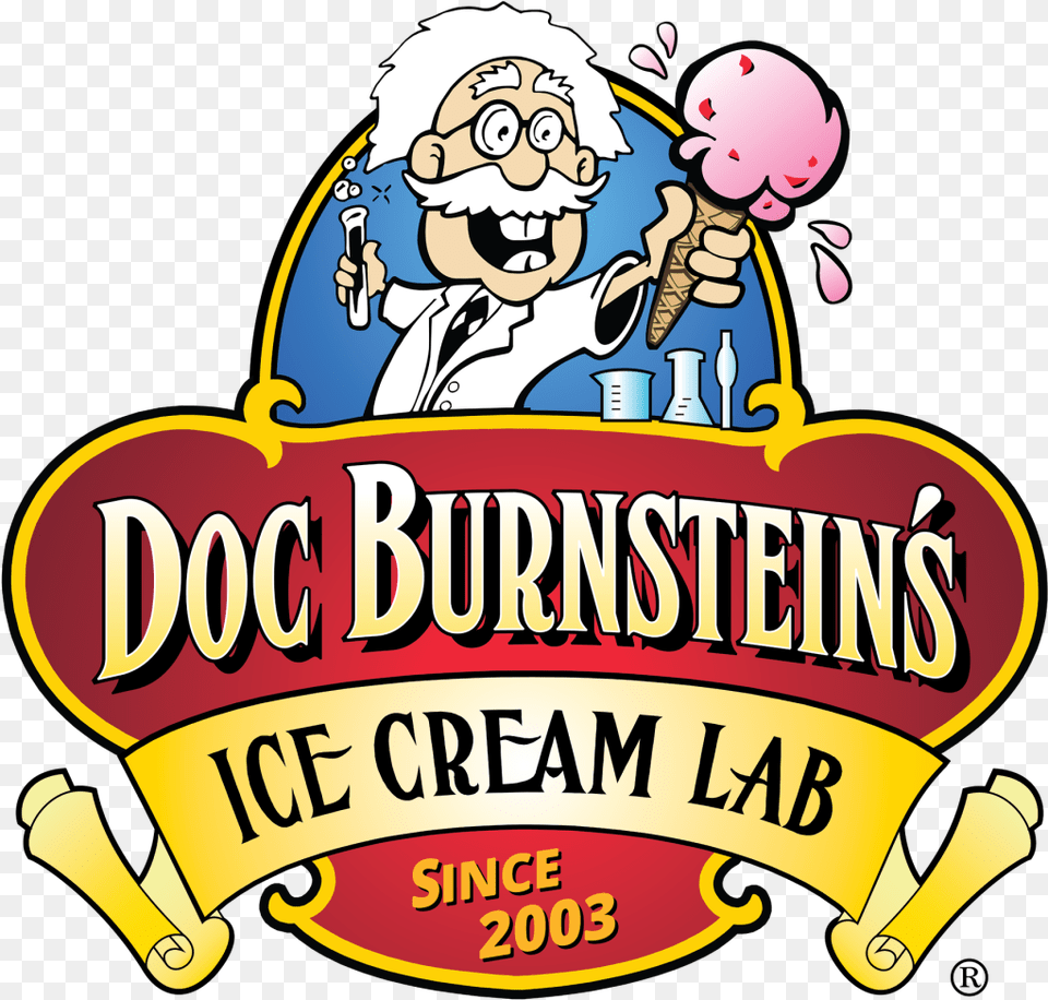 Doc Burnstein S Logo Doc Burnsteins Ice Cream Lab, Baby, Person, Face, Head Free Png