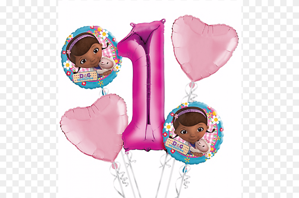 Doc Mcstuffins 1st Birthday Balloon Bouquet 5pc Doc Doc Mcstuffins Party Supplies Balloons And Party, Baby, Person, Text, Number Free Transparent Png