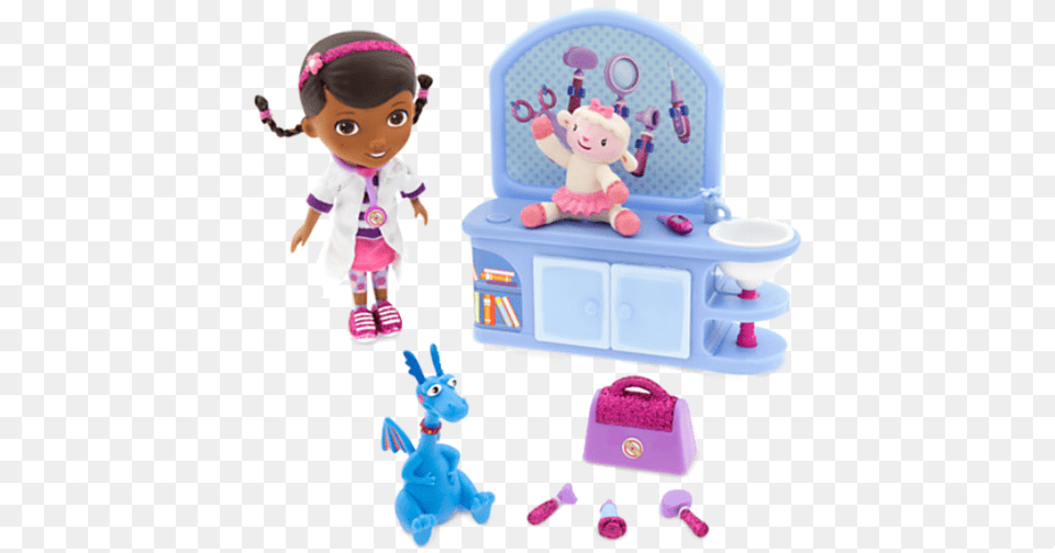 Doc Mcstuffins Disney Doc Mcstuffins Doll Magic Talkin39 Checkup Set, Toy, Figurine, Face, Head Free Transparent Png