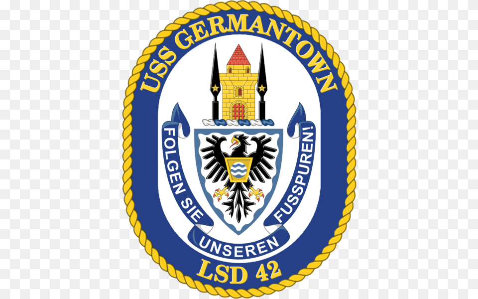 Dock Landing Ship Uss Germantown, Badge, Logo, Symbol, Emblem Free Png Download