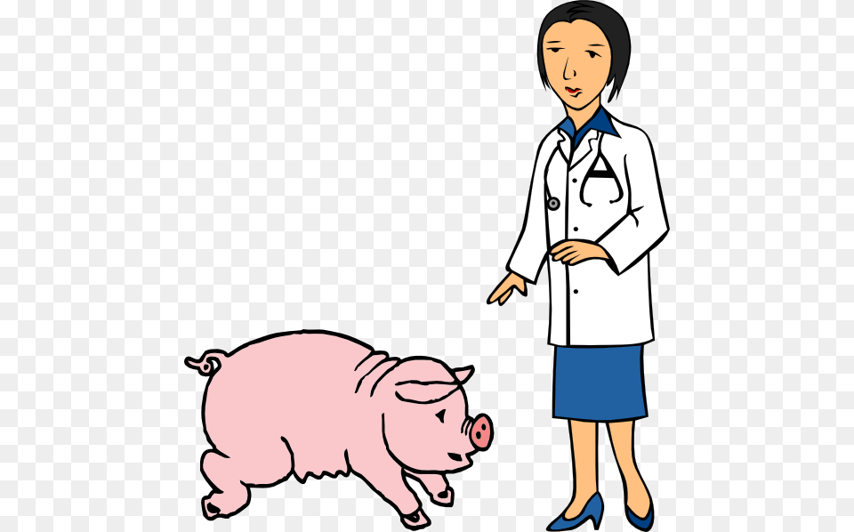 Doctor And Pig Clip Art, Clothing, Coat, Person, Boy Png