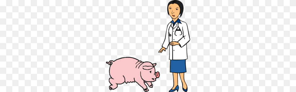 Doctor And Pig Clip Art, Clothing, Coat, Male, Boy Png Image
