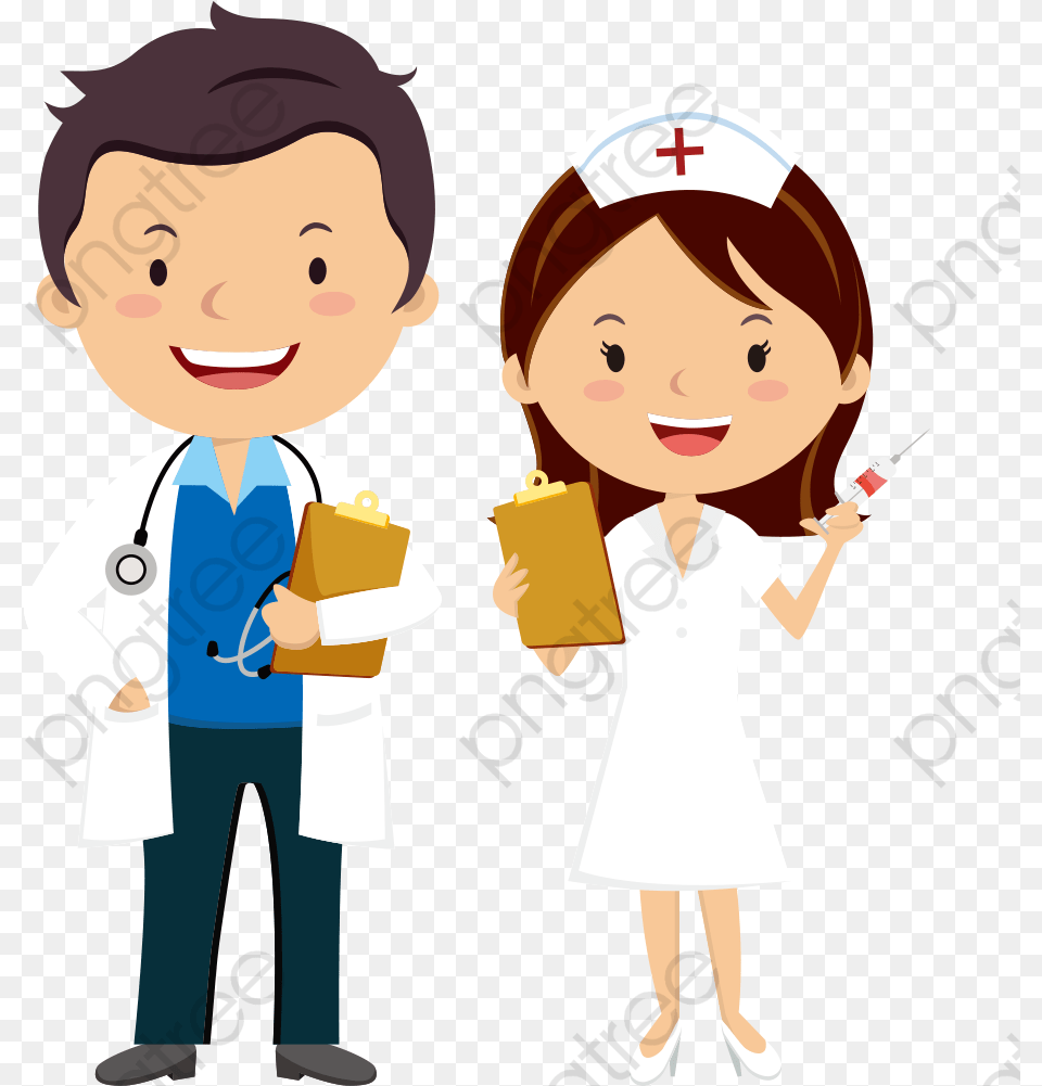 Doctor Cartoon Cartoon Nurse And Doctor, Clothing, Coat, Lab Coat, Girl Free Png