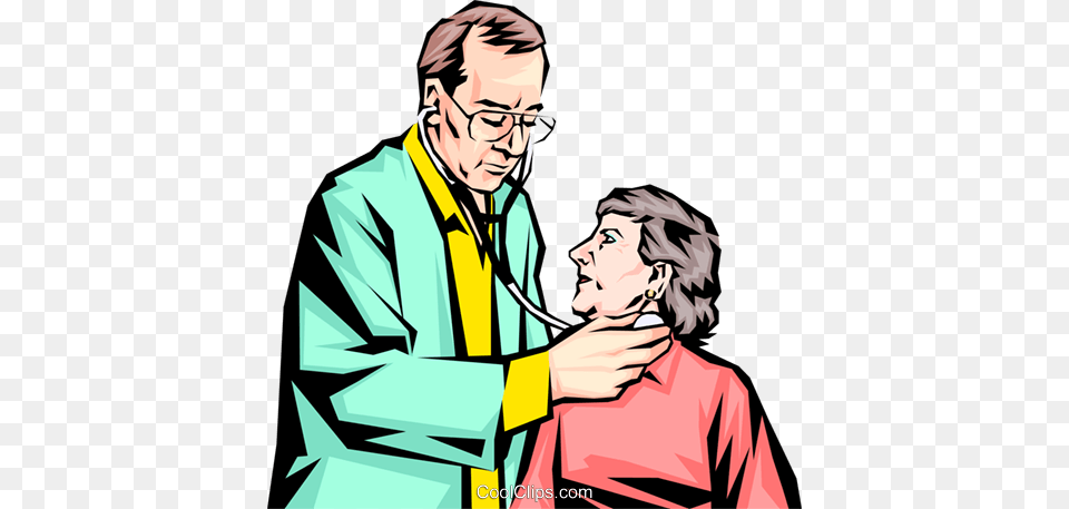 Doctor Examining An Old Woman Royalty Vector Clip Art, Clothing, Coat, Adult, Male Free Png Download