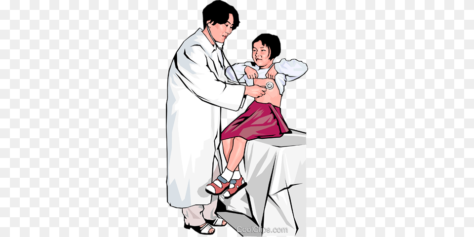 Doctor Examining Young Patient Royalty Vector Clip Art, Clothing, Coat, Adult, Person Png