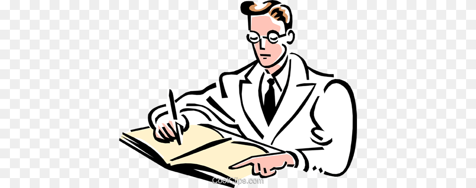 Doctor Filling Out Report Royalty Vector Clip Art, Clothing, Coat, Lab Coat, Adult Free Png Download
