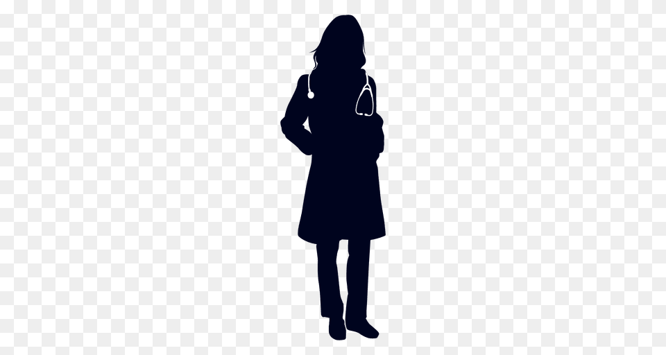 Doctor Hands In Pockets Silhouette, Adult, Clothing, Coat, Female Free Transparent Png