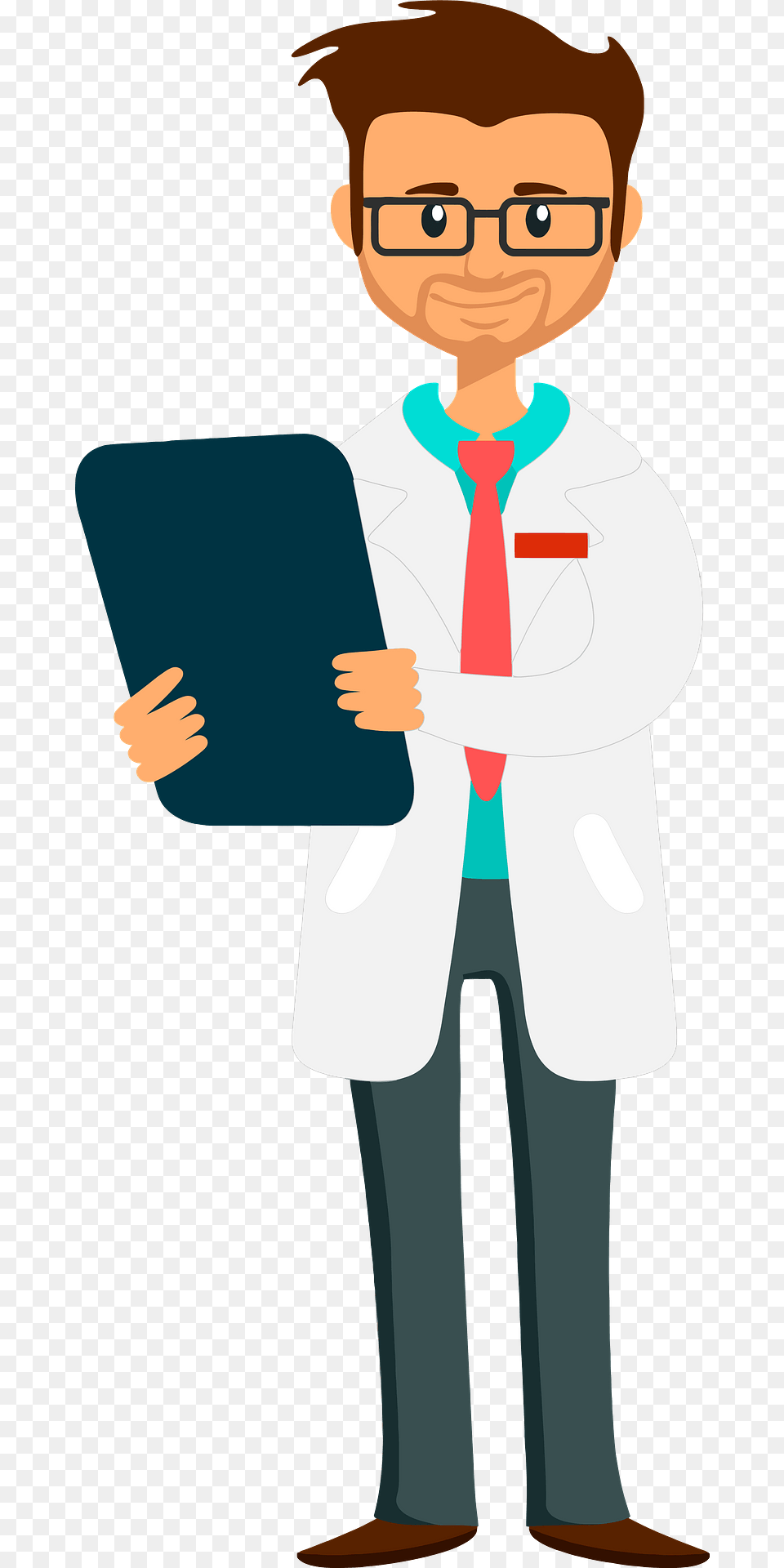Doctor Holding Clipboard Clipart, Clothing, Coat, Lab Coat, Person Free Transparent Png