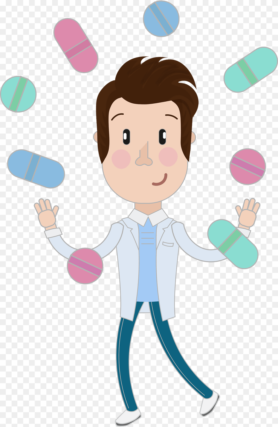 Doctor Joggling With Pills Clipart, Baby, Person, Face, Head Png