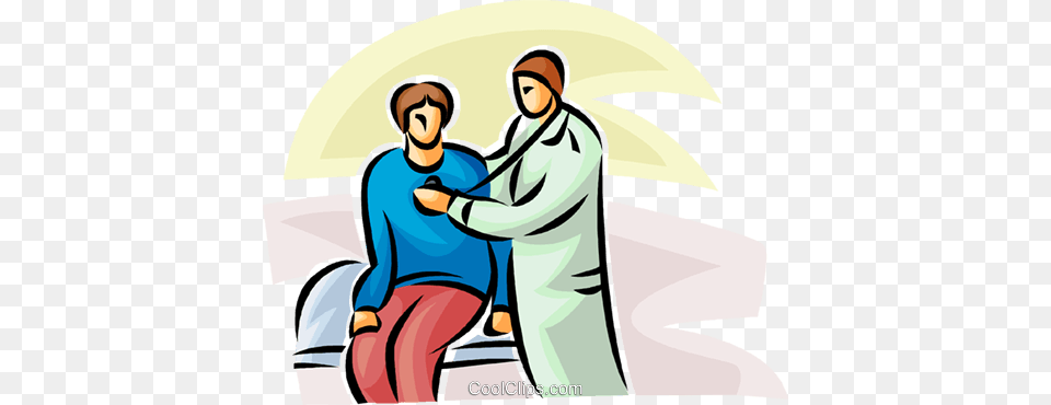 Doctor Listening To A Patients Heartbeat Royalty Vector Clip, Clothing, Coat, Adult, Male Free Png Download