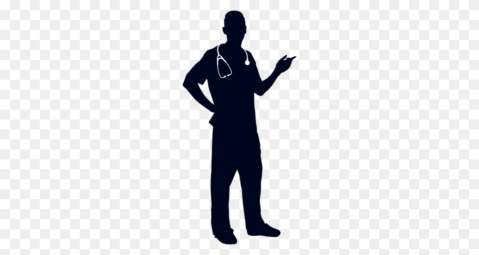 Doctor Pointing Silhouette, Adult, Male, Man, Person Free Png Download