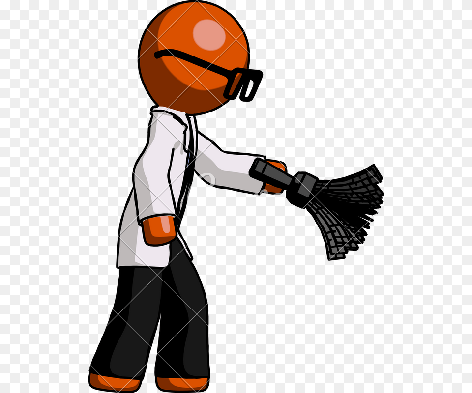 Doctor Scientist Man Dusting With Feather Duster Downward, People, Person, Cleaning Free Png