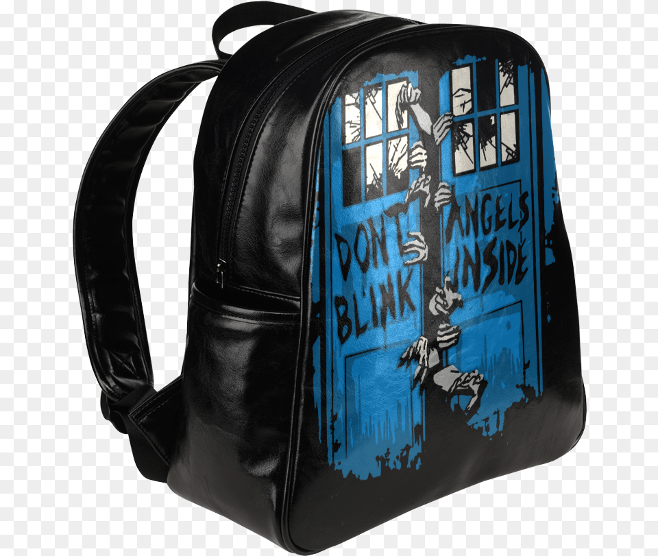 Doctor Who Weeping Angels Print Leather Backpack Casual, Accessories, Bag, Handbag, Purse Free Png
