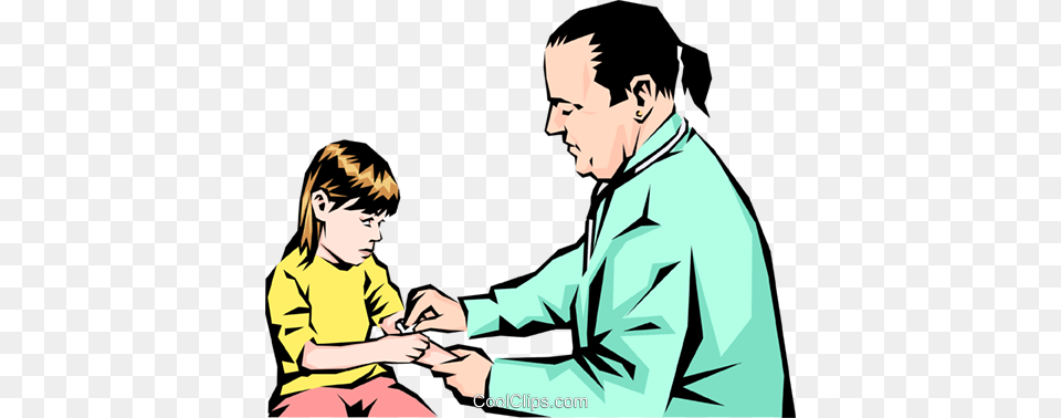 Doctor With Young Child Royalty Vector Clip Art Illustration, Clothing, Coat, Adult, Person Png Image