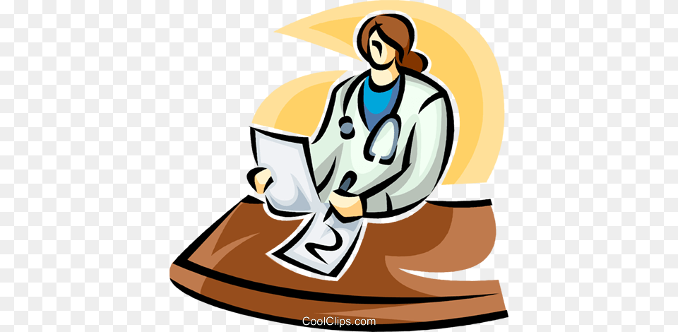Doctor Writing A Report Royalty Vector Clip Art Illustration, Clothing, Coat, Person, Cleaning Free Png
