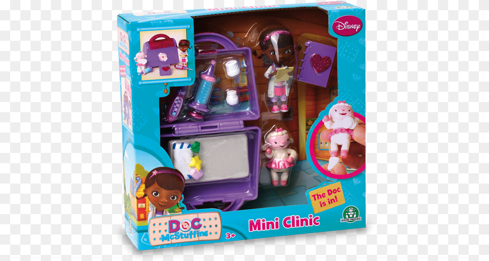 Doctora Juguetes Mini Maletn Doc Mcstuffins Mini Clinic Playset With Doc, Baby, Person, Face, Head Png Image