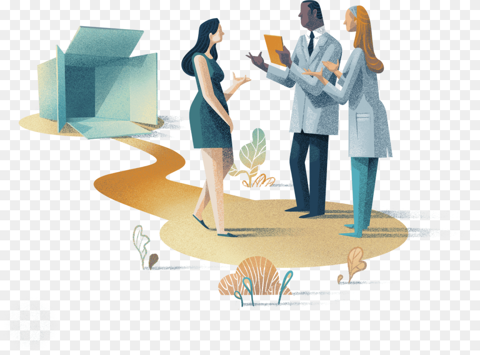 Doctors Talking Next To A Box, Clothing, Coat, Adult, Person Free Transparent Png