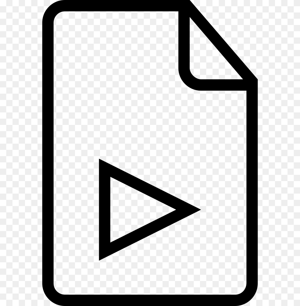 Document Play Outlined Interface Symbol Icon, Text, Number, Triangle, Sign Free Png Download