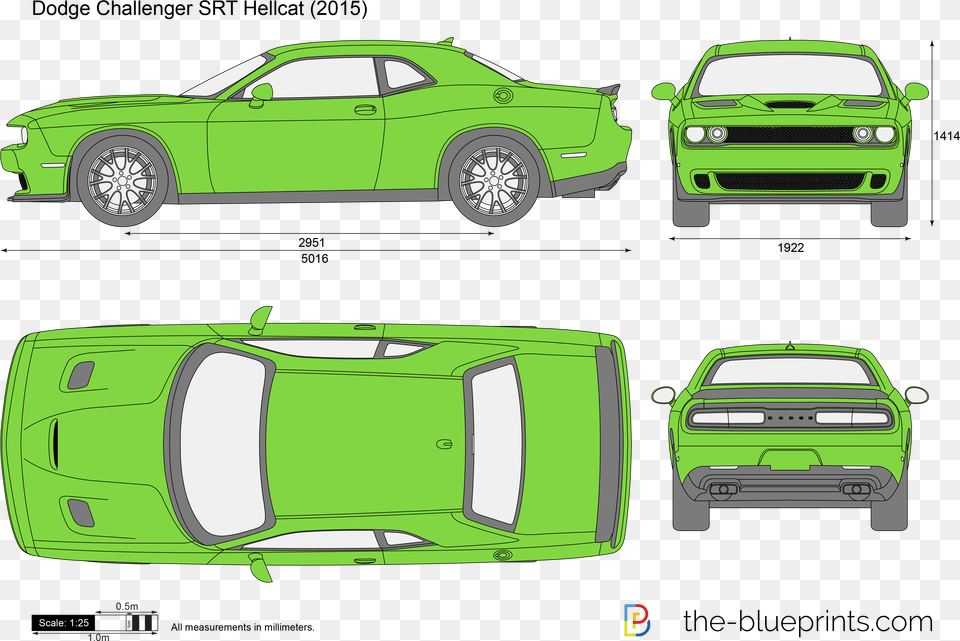 Dodge Challenger Srt Hellcat Blueprint, Car, Vehicle, Coupe, Transportation Free Transparent Png