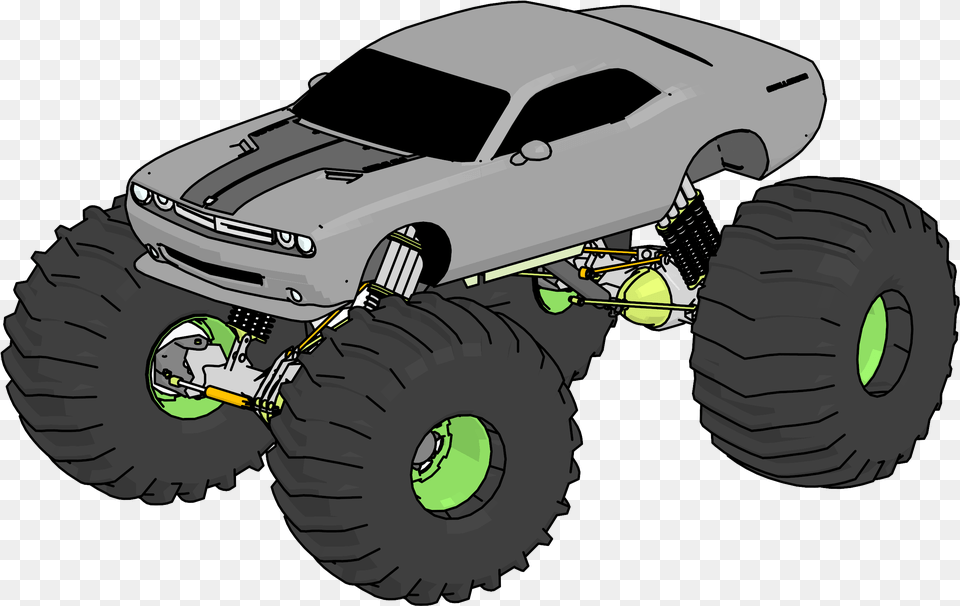 Dodge Challenger Truck Monster Car Clipart Monster Truck, Machine, Wheel, Buggy, Transportation Free Png