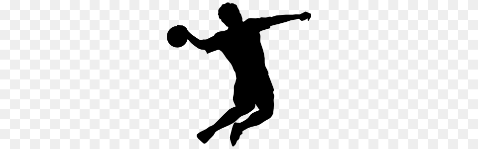 Dodgeball Player In Mid Air Sticker, Silhouette, Adult, Ball, Handball Free Transparent Png