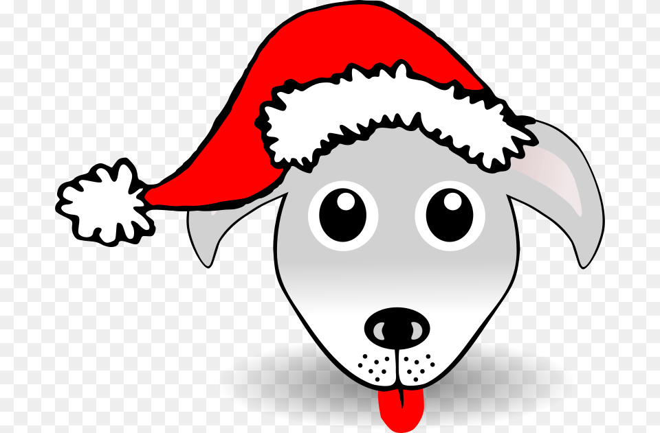 Dog 01 Face Cartoon Grey With Santa Hat, Baby, Person, Head, Body Part Free Png