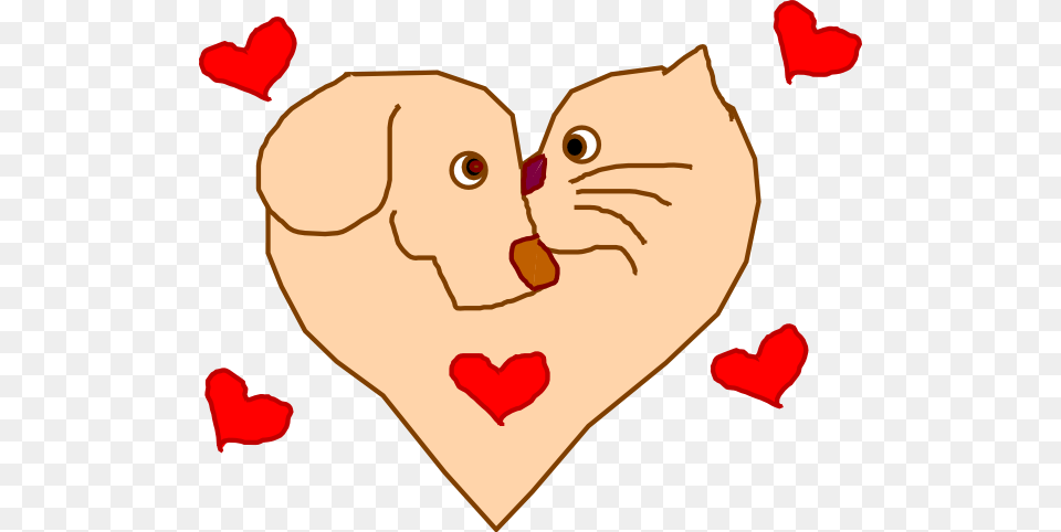 Dog And Cat Heart Clip Art, Flower, Petal, Plant, Baby Free Png Download